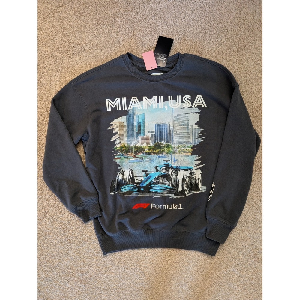 Formula 1 Miami USA Graphic Sweatshirt Mens XXS Grey Crewneck NWT